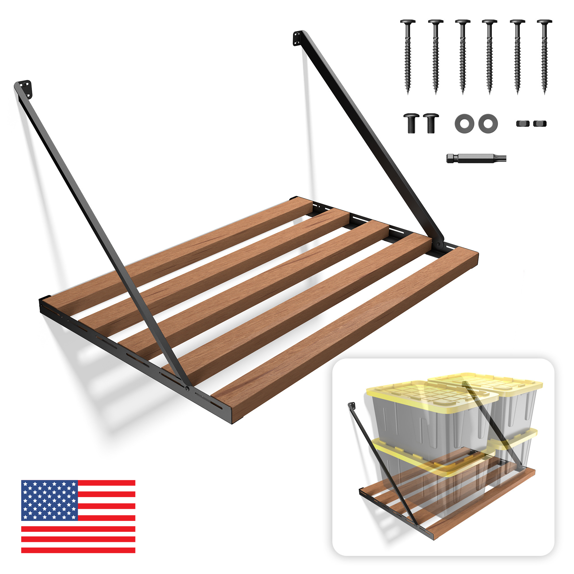 Koova, 4ft. DIY Shelf Bracket Kit, Width 48 in, Height 28 in, Depth 32 in, Model# KV-UNISHELF-4
